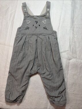 Next Baby Gray Striped Cat Face Overalls for Kids